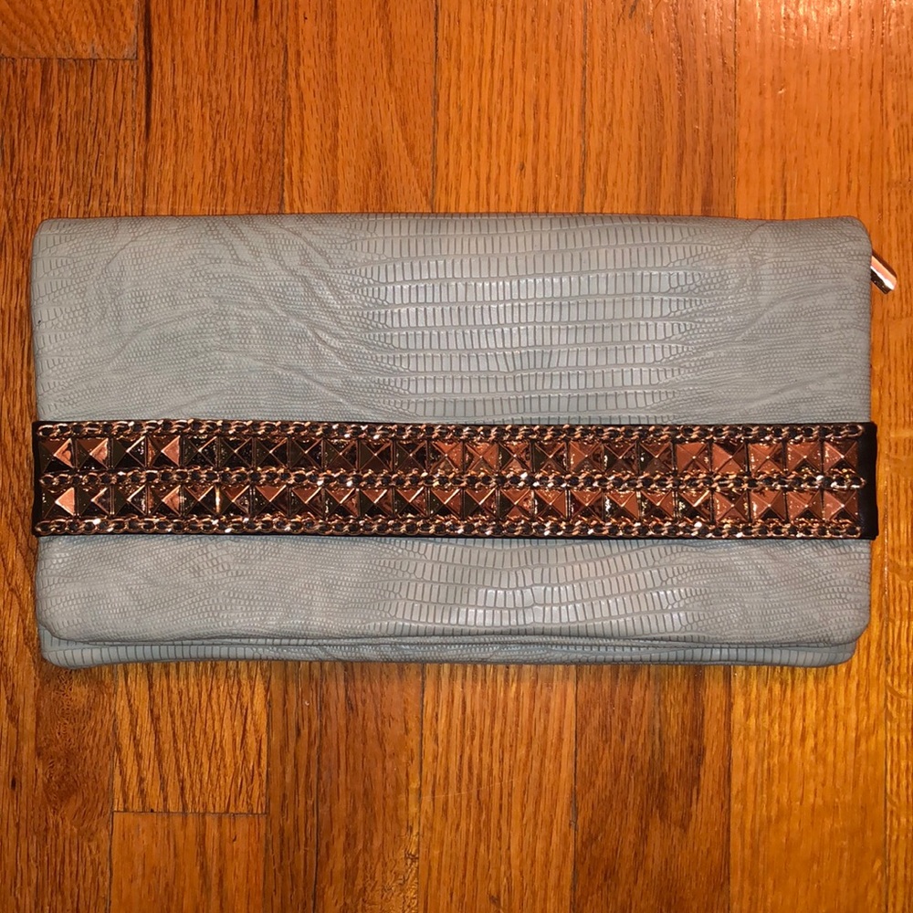 Studded Strap Crossbody Embossed Clutch NWOT